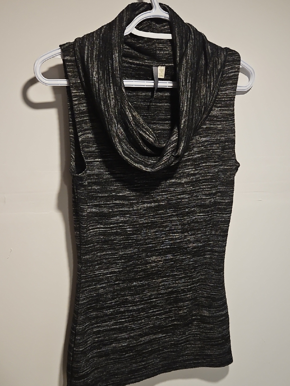 Sleeveless Cowl Neck Sweater - Black Heather Size Small